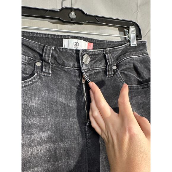Cabi Jeans Womens 4 Black High Straight Leg Mid Rise Smoulder Stretch Denim - Picture 5 of 8